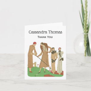 1920s Fashion Fashionable Ladies Playing Golf Thank You Card