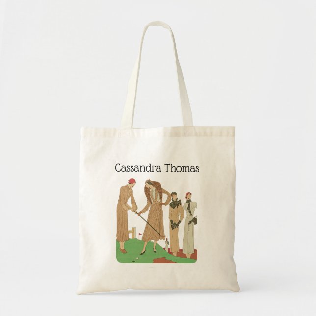 1920s Fashion Fashionable Ladies Playing Golf Tote Bag (Front)