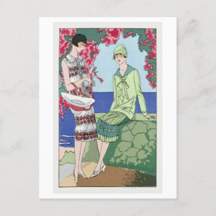 1920s Fashion Plate for Daytime Dresses Postcard
