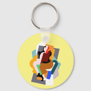1920s figure abstract woman vintage art classic key ring
