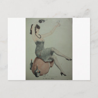 1920s Flapper Champagne Girl Postcard