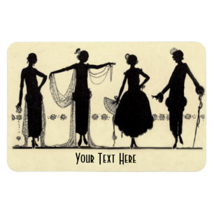 1920's Flapper Fashion Silhouette Fridge Magnet