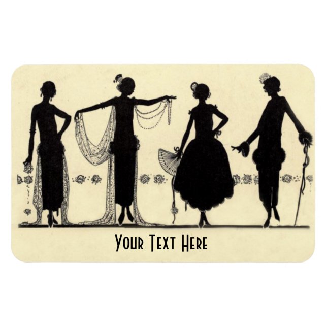 1920's Flapper Fashion Silhouette Fridge Magnet (Horizontal)