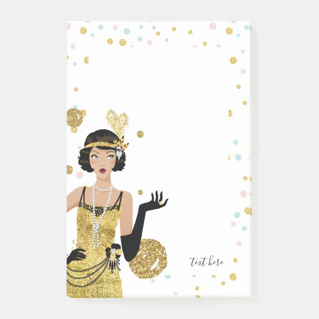 1920s flapper girl gatsby theme post-it notes (Front)