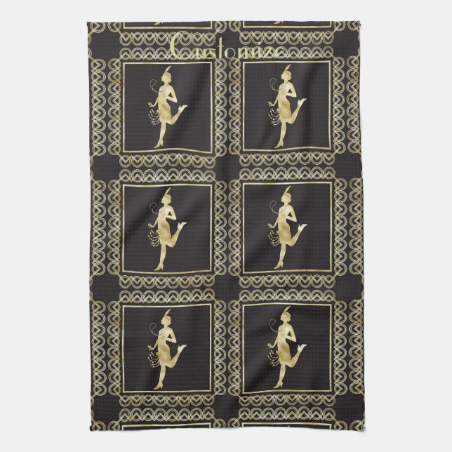 1920's Flapper Girl Thunder_Cove Tea Towel (Vertical)