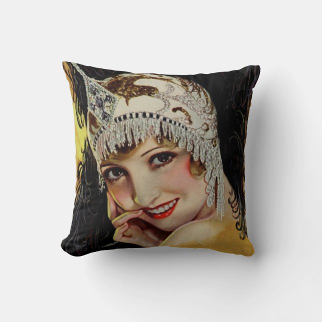 1920's Flapper Glamour Throw Pillow (Front)