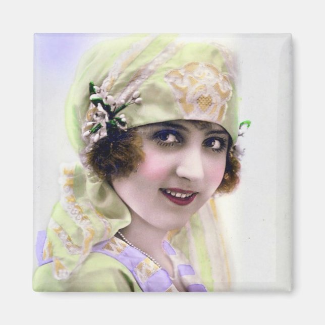 1920's Flapper in Green and Purple Magnet (Front)