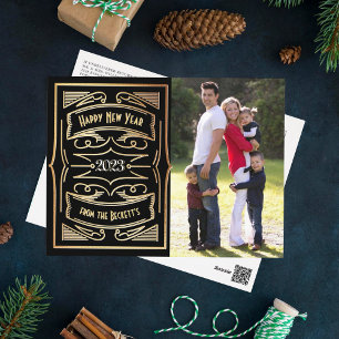 1920'S Gatsby Typography New Year Photo Holiday Postcard