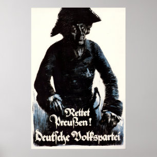 1920s German Election Poster Save Prussia! DVP
