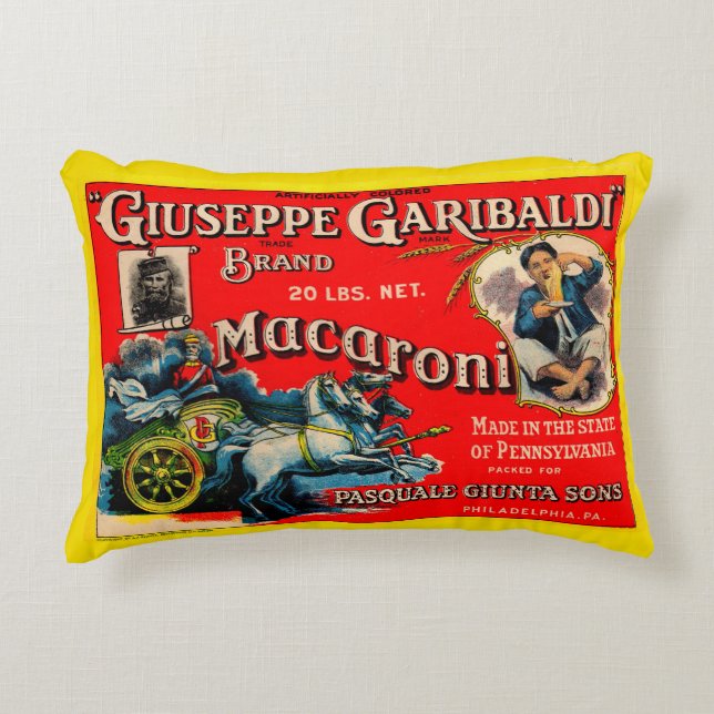 1920s Giuseppe Garibaldi macaroni label Decorative Cushion (Front)