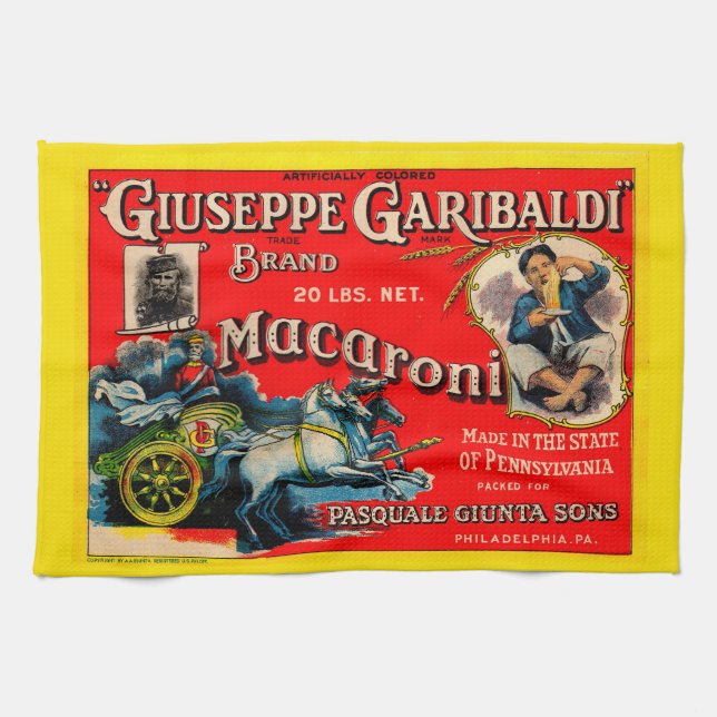 1920s Giuseppe Garibaldi macaroni label Tea Towel (Horizontal)