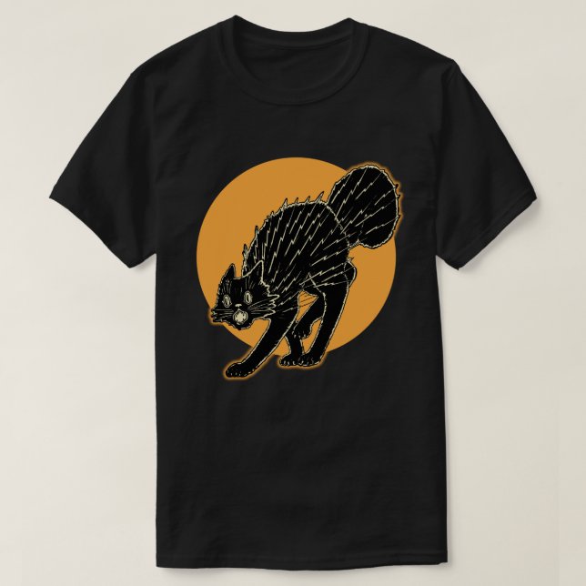 1920s Halloween Black Cat T-Shirt (Design Front)