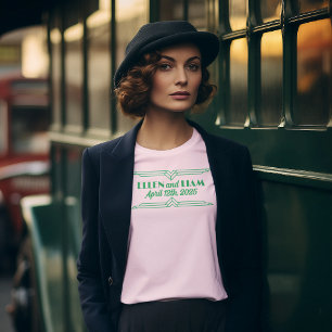 1920's Jade on Beige Wedding T-Shirt