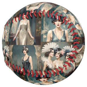 1920s Ladies Fashion Photo Collage, Softball