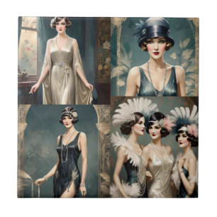 1920s Ladies Fashion Photo Collage, Tile