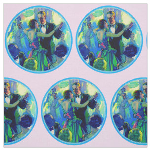 1920s lady and gentleman on the dance floor print fabric