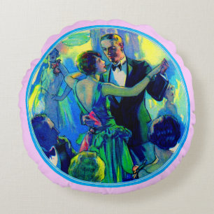 1920s lady and gentleman on the dance floor round cushion