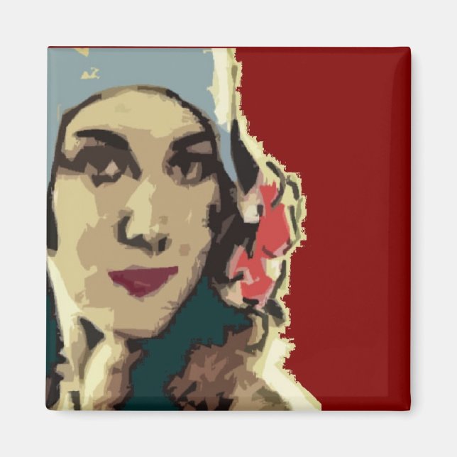 1920s Lady in a Blue Hat Pop Art Magnet (Front)