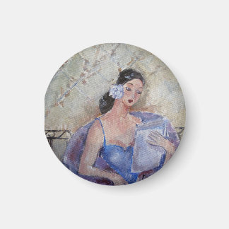 1920's Lady Reading  Magnet by Marie Theron