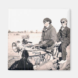 1920's Men Riding Motorcycle Magnet