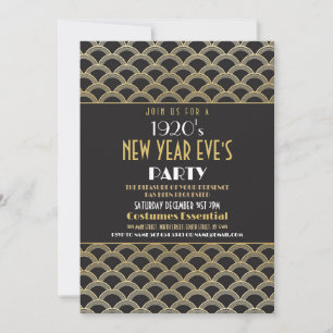 1920s New Year Eve Party Art Deco Gatsby  Invitation