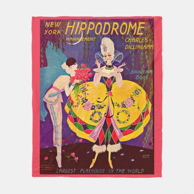  1920s New York Hippodrome program cover print Fleece Blanket (Front)