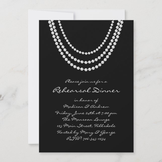 1920's Pearl Rehearsal Dinner Invitation (Front)