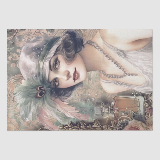 1920's Perfume Flapper Girl Art Deco Tissue Paper (Front)