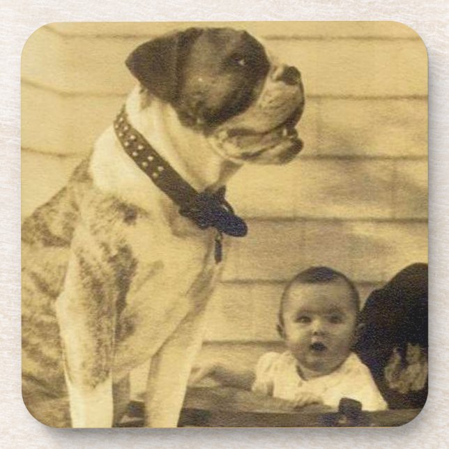 1920s pitbull guards baby coaster (Front)