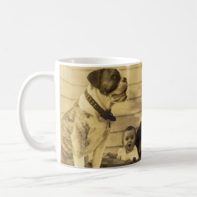 1920s pitbull guards baby coffee mug (Left)