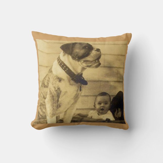 1920s pitbull guards baby cushion (Front)