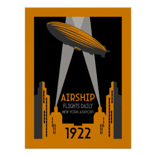 1920's Retro Airship Travel Poster