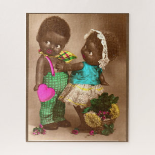 1920s RPPC adorable black dolls in love Jigsaw Puzzle