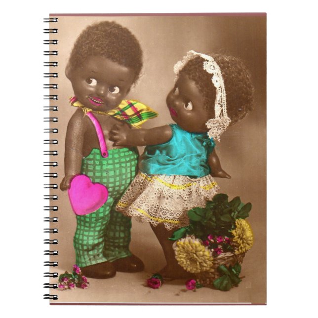 1920s RPPC adorable black dolls in love Notebook (Front)