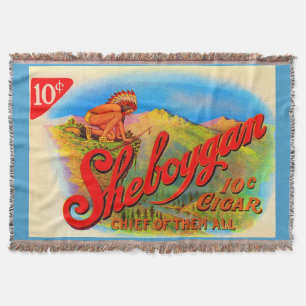 1920s Sheboygan cigar label print Throw Blanket