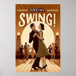 1920's Social Swing Dance Vintage Poster