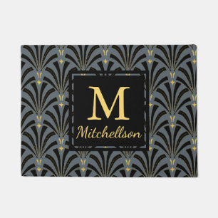 1920s Sophisticated Fans Pattern - Family Name Doormat