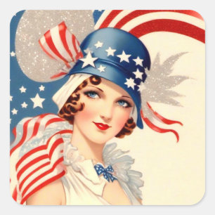 1920s Style 4th of July Patriotic Sticker
