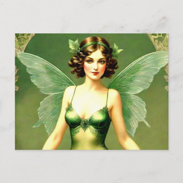1920s Style Green Fairy Postcard (Front)