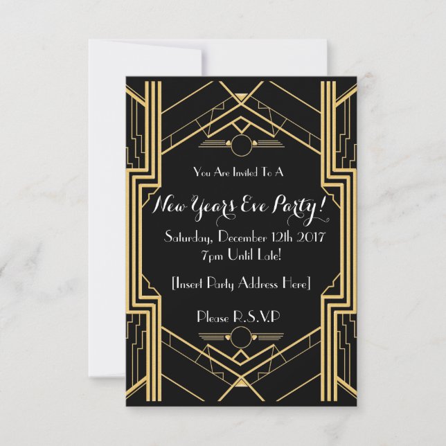 1920's Themed NYE Party Invitation (Front)