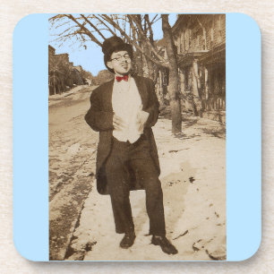 1920s vernacular photo classy young man coaster