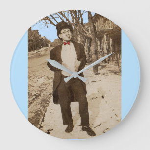 1920s vernacular photo classy young man large clock