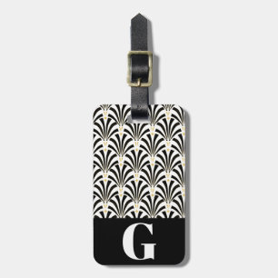 1920s Vintage Art Deco Fans & Initial Letter Luggage Tag