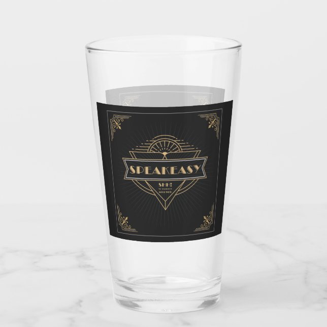 1920s Vintage Art Deco Speakeasy Gatsby Style Glass (Front)