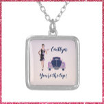 1920's Vintage Flapper and Antique Car Silver Plated Necklace<br><div class="desc">Pretty 1920's flapper with antique car design.  YOU'RE THE TOP in script lettering.  Add your/recipient name to personalise.</div>