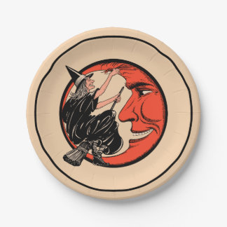 1920s Vintage Halloween Witch Paper Plate