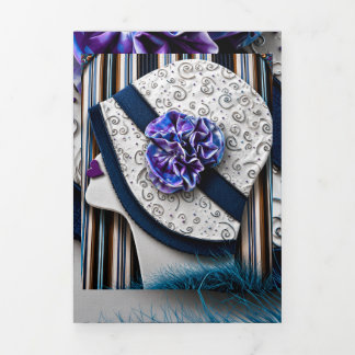 1920s Vintage Lady in Elegant White Hat Greeting  Tri-Fold Card