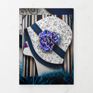 1920s Vintage Lady in Elegant White Hat Greeting  Tri-Fold Card