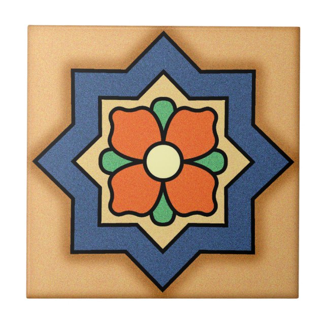 1920s Vintage Malibu Potteries Design Tile (Front)