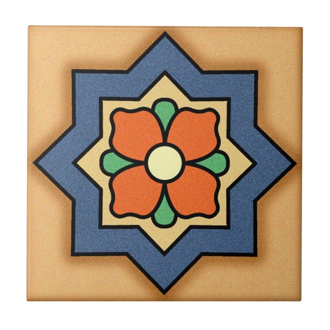 1920s Vintage Malibu Potteries Design Tile (Front)